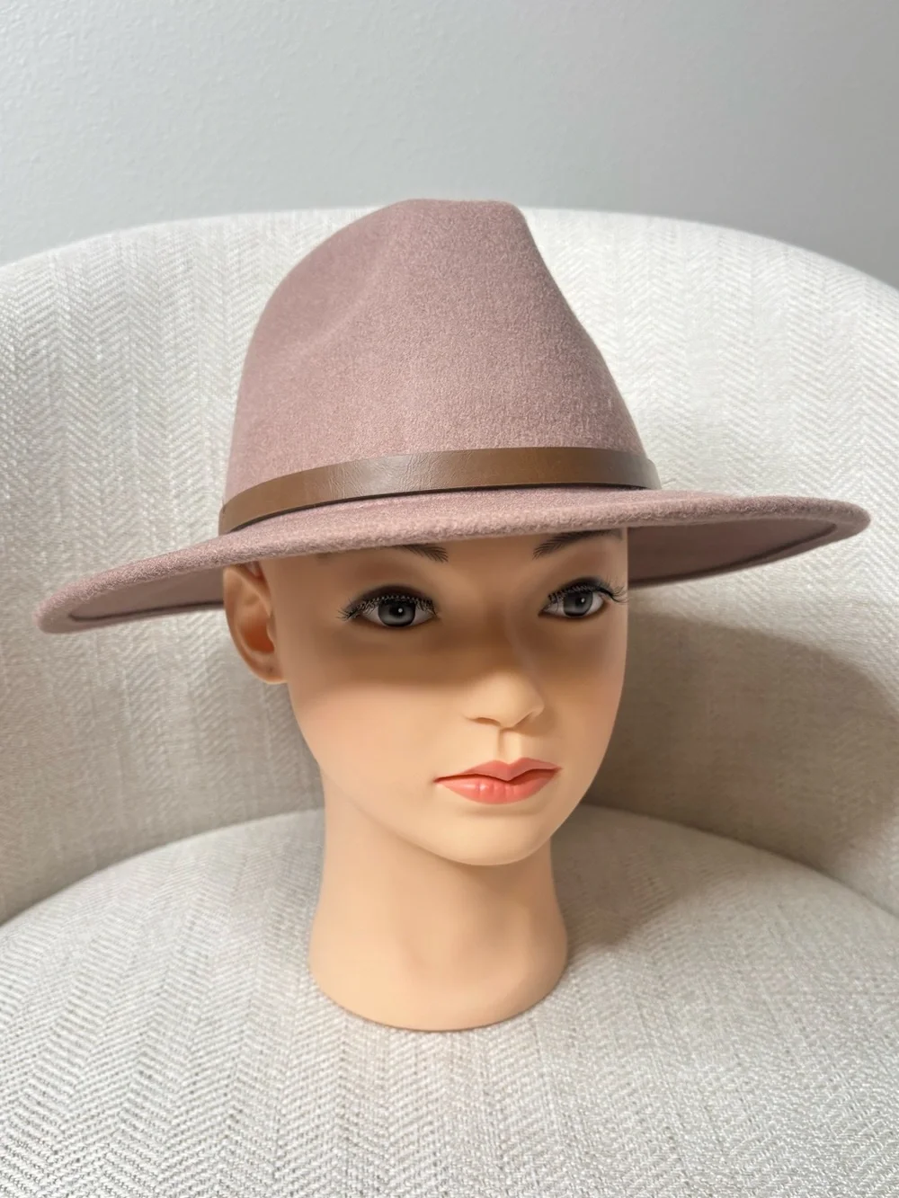 NWT Free People Wyeth 100% Wool Felt Fedora Hat with Leather Band Cocoa Brown